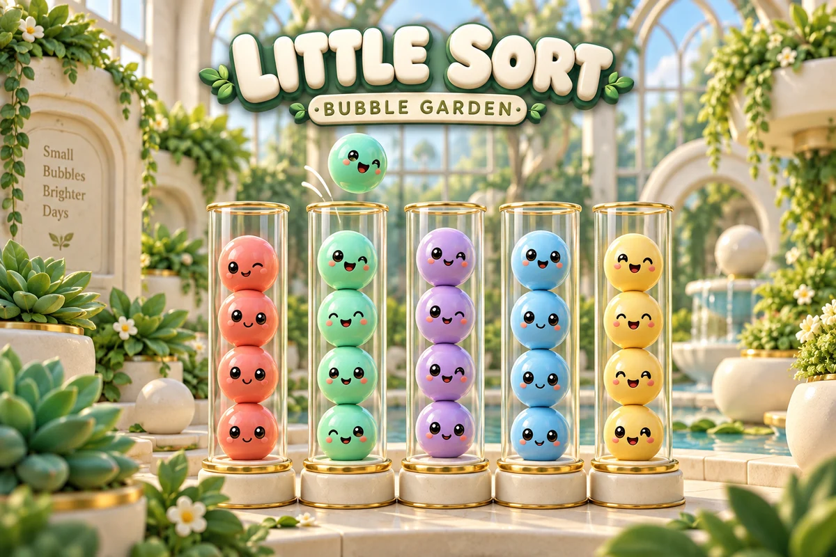 Smiling colorful bubbles in glass tubes in a sunny garden